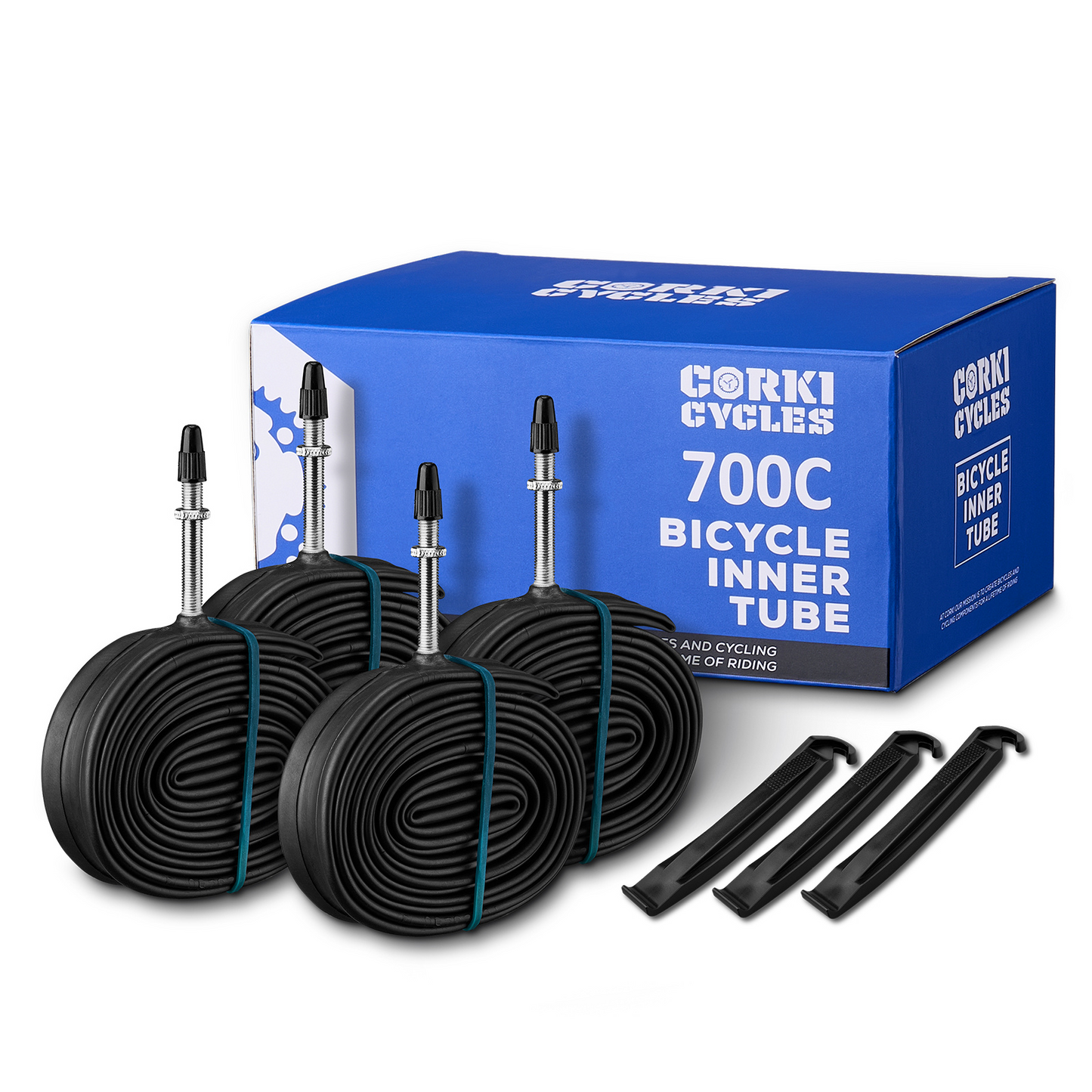 700C Road Bike Tubes Presta Valve 48mm 60mm 2 Pack Corki Cycles